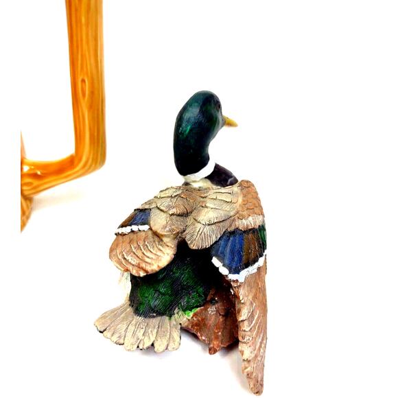 Vintage Hand Painted Glazed Stein Coffee Mug Ducks And Mallard Duck Figurine Set - Picture 8 of 9
